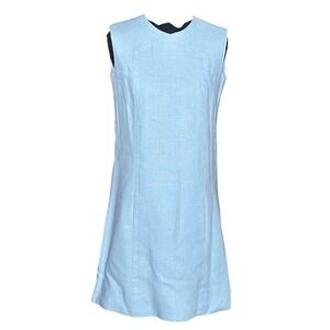 Vintage Handmade 60s Blue Sleeveless Shift Dress Mod Pastel A-Line MCM
